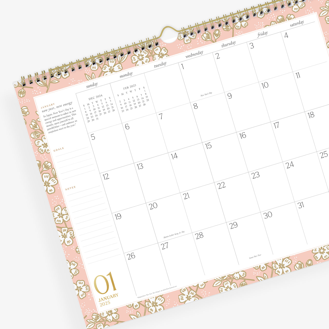 Hana Pink 2025 Wall Calendar 15x12 Marie Kondo for Blue Sky