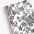 2025 monthly planner from Blue Sky featuring a floral pattern in black and white with twin silver wire-o binding and compact 8x10 size