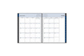 January 2025 - December 2025 weekly monthly planner featuring a monthly spread boxes for each day, lined writing space, notes section, reference calendars, and dark blue monthly tabs with white text in 8.5x11 size