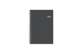 January 2025 - December 2025 weekly monthly planner featuring a charcoal front cover design and silver twin wire-o binding