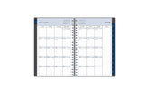 January 2025 - December 2025 weekly monthly planner featuring a monthly spread boxes for each day, lined writing space, notes section, reference calendars, and dark blue monthly tabs with white text in 5x8 size