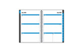 monthly academic professional planner featuring a weekly spread with lined writing space, reference calendars, notes section and silver twin wire-o binding in 5x8