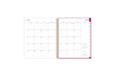 mahalo weekly monthly planner with pink monthly tabsfeaturing a monthly spread with lined writing space, notes section and reference calendars