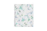 January 2025 to December 2025 weekly and monthly planner from Blue Sky featuring a floral pattern in hues of blue with twin silver wire-o binding and compact 8.5x11 size