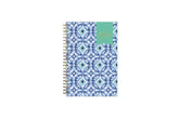 January 2025 - December 2025 weekly monthly planner featuring a geometric tile front cover design and silver gold wire-o binding 5x8 size