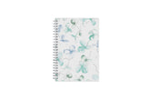 January 2025 to December 2025 weekly and monthly planner from Blue Sky featuring a floral pattern in hues of blue with twin silver wire-o binding and compact 5x8 size