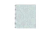 2025 monthly planner in a 8x10 planner size featuring silver binder, floral poppy flower on light blue background