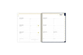 January 2025 weekly monthly planner featuring a weekly view, lined writing space, to do lists, priorities, and white colored monthly tabs on a 8.5x11 planner