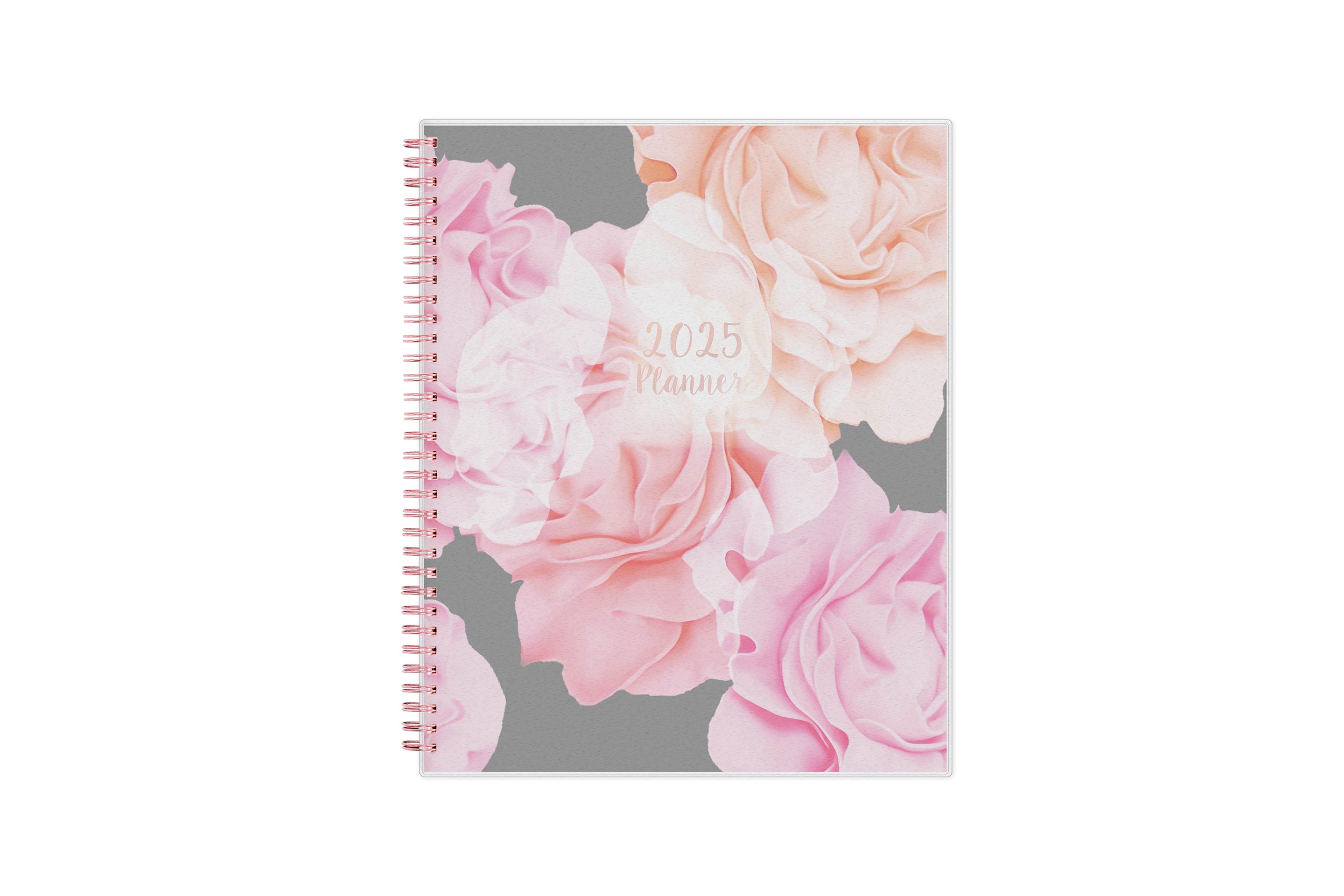 Take planning to the next level with this 2025 weekly monthly planner from Blue Sky featuring a cover with beautiful roses in shades of pink, rose gold twin wire-o binding in 8.5x11 planner size, and flexible front cover.