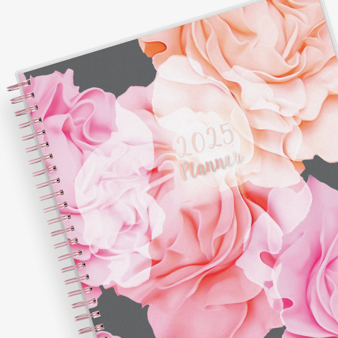 January 2025 - December 2025 monthly planner from Blue Sky features beautiful floral cover design with twin rose gold binding