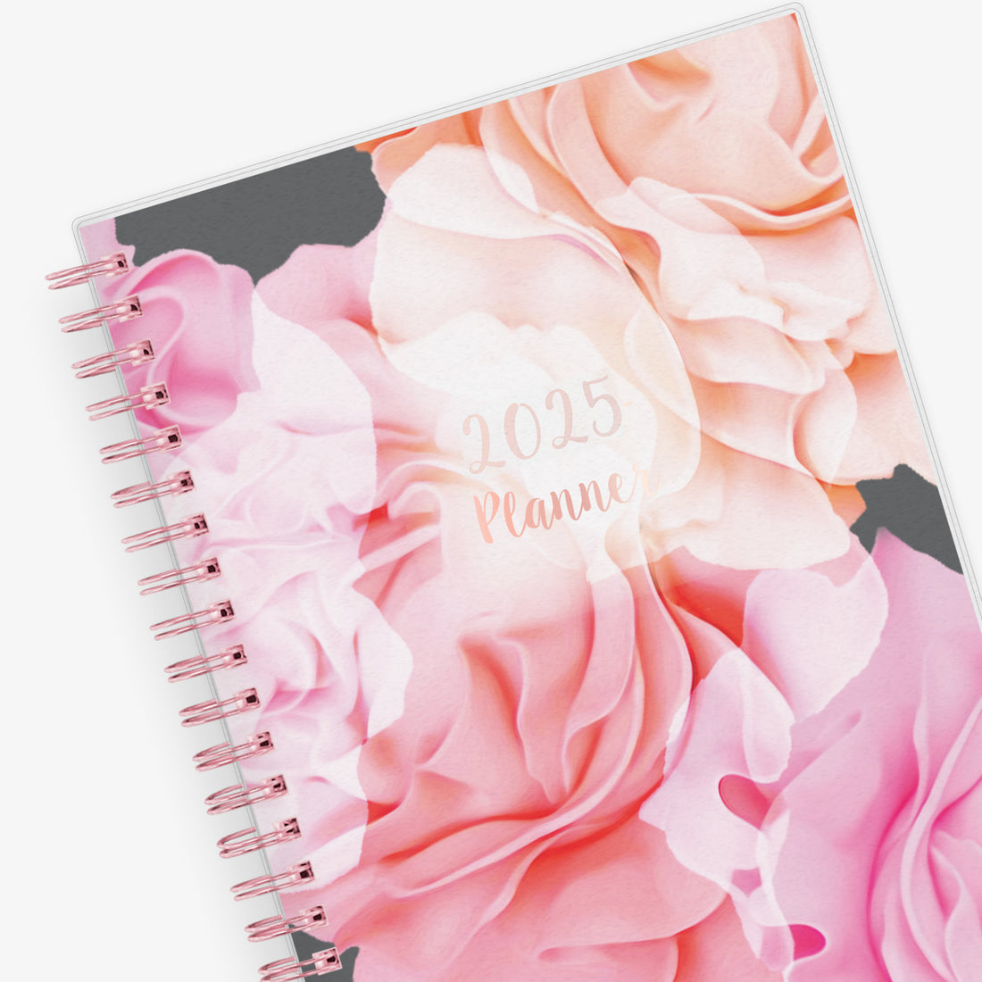 Take planning to the next level with this 2025 weekly monthly planner from Blue Sky featuring a cover with beautiful roses in shades of pink, rose gold twin wire-o binding in 5x8 planner size, and flexible front cover.