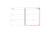 weekly monthly planner features a weekly spread with ample lined writing space for notes, to-do lists, projects, goals, doodling in a 8.5x11 planner size