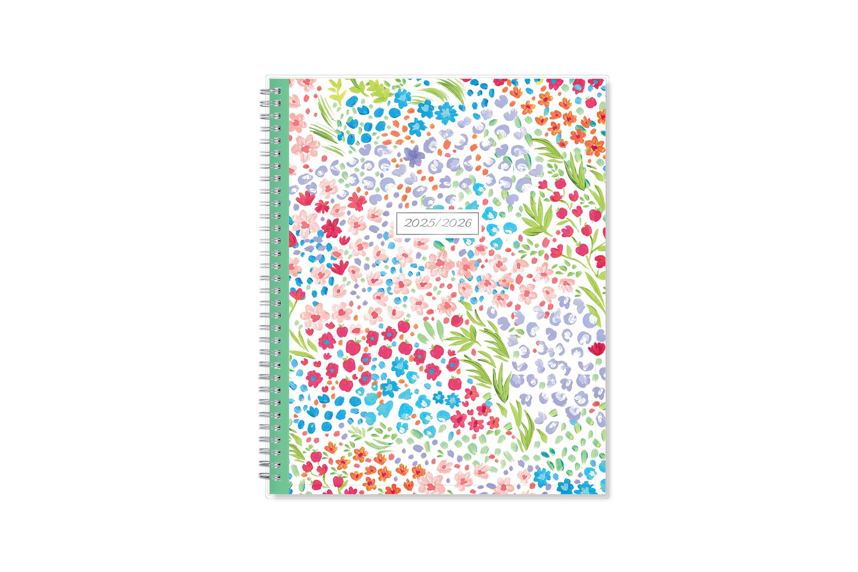 academic teacher lesson planner with weekly and monthly layouts featuring a multi colored floral front cover in 8.5x11 planner size 2024-2025