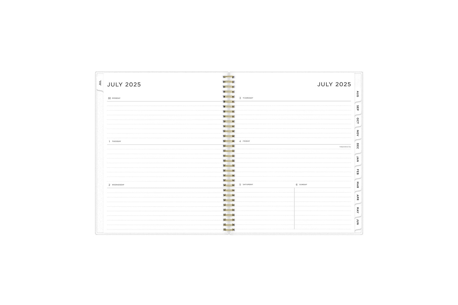 weekly monthly planner features a weekly spread with clean writing space for notes, to-do lists, projects, goals, doodling in a 8.5x11 planner size