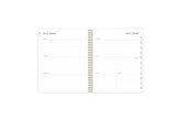 weekly monthly planner features a weekly spread with clean writing space for notes, to-do lists, projects, goals, doodling in a 8.5x11 planner size