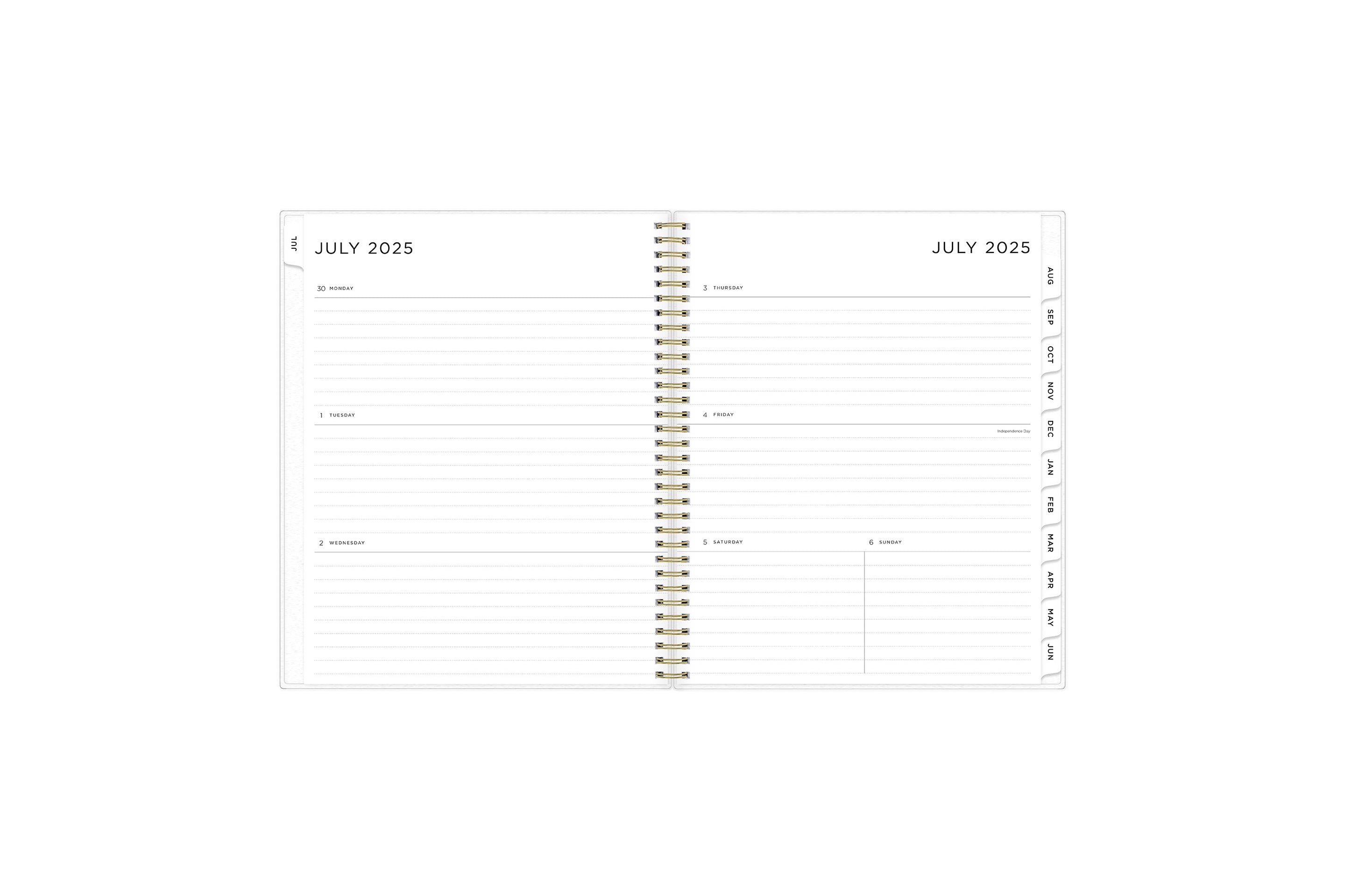 weekly monthly planner features a weekly spread with clean writing space for notes, to-do lists, projects, goals, doodling in a 8.5x11 planner size