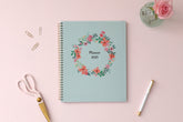 January 2025 to December 2025 weekly monthly planner in 8.5x11 size from day designer for blue sky with mint background and floral pattern, and gold twin wire-o binding