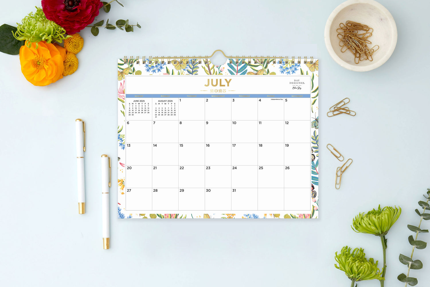 Flutter 2025-2026 Wall Calendar 11x8.75 Day Designer