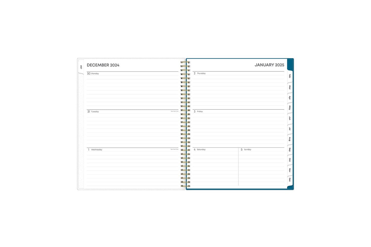 weekly view on this 2025 monthly weekly planner featuring ample lined writing space, weekly to do section, notes section, and blue monthly tabs