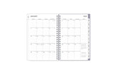 January 2025 - December 2025 weekly monthly planner featuring a monthly view with lined writing space for each date, reference calendars, and light blue monthly tabs