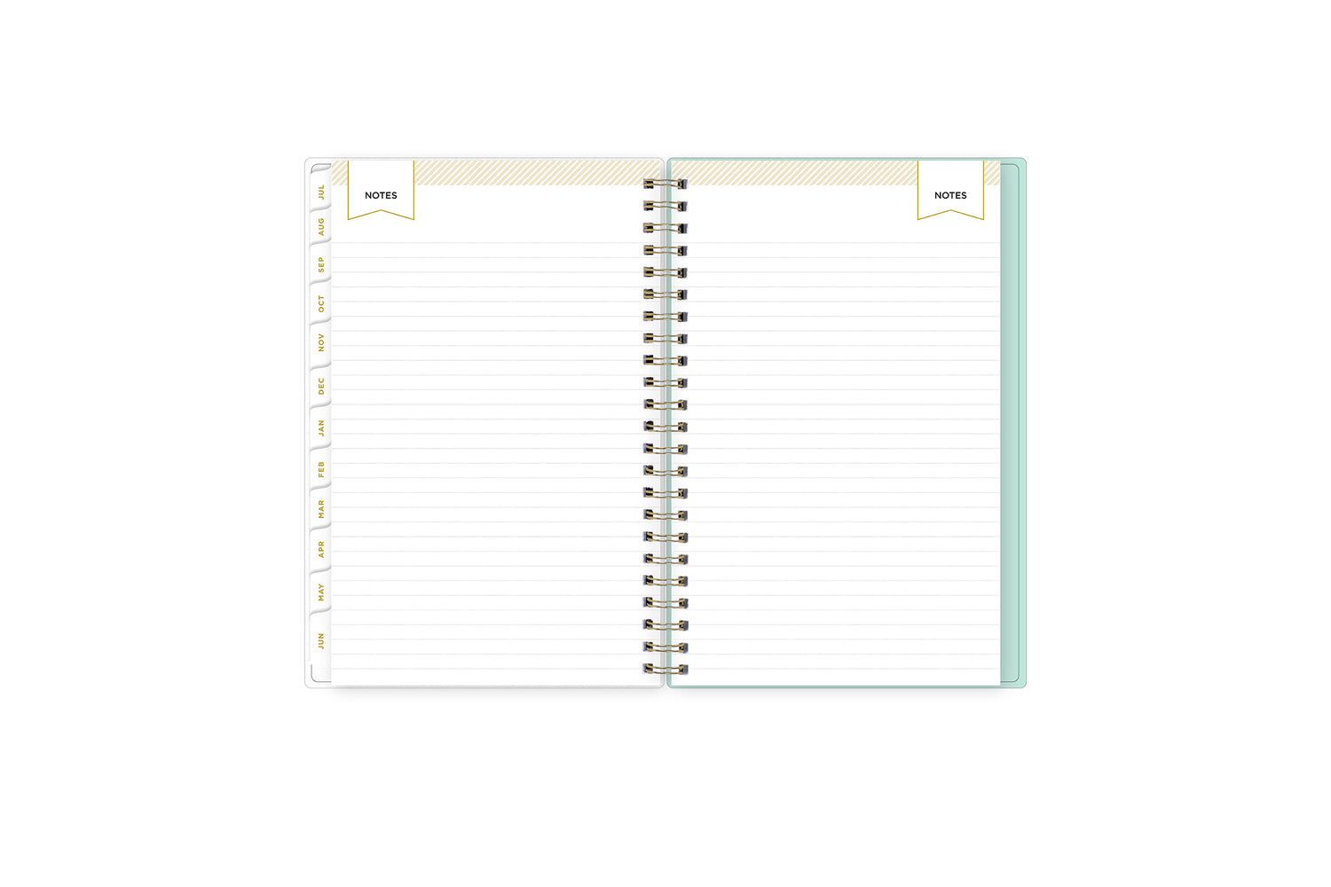 lined notes pages on this 5x8 planner with white monthly tabs