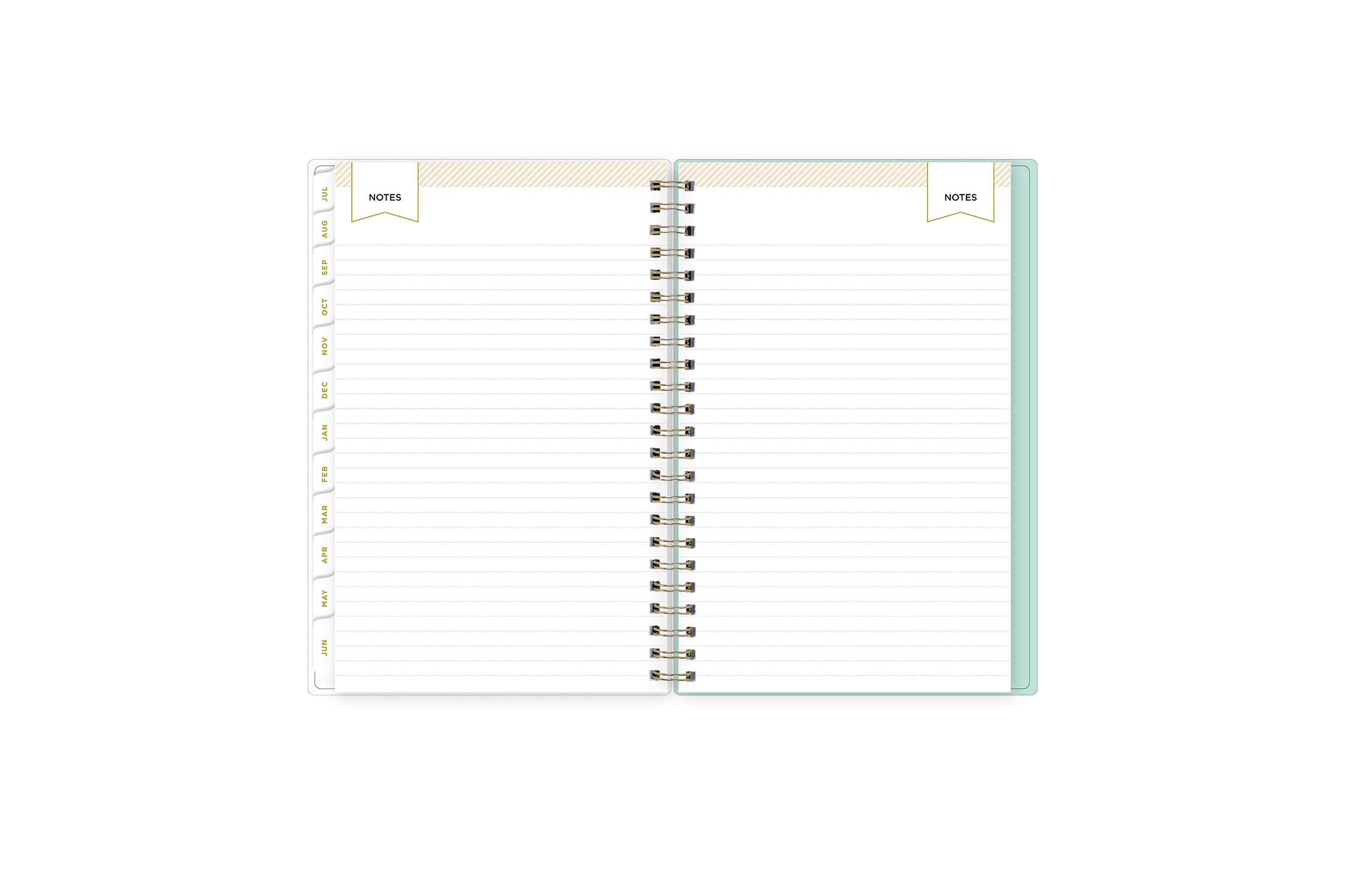 lined notes pages on this 5x8 planner with white monthly tabs