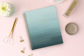 Life Note It for Blue Sky features this 7x9 weekly monthly planner notes featuring a wavy oceanic teal front cover and gold twin wire-o binding.