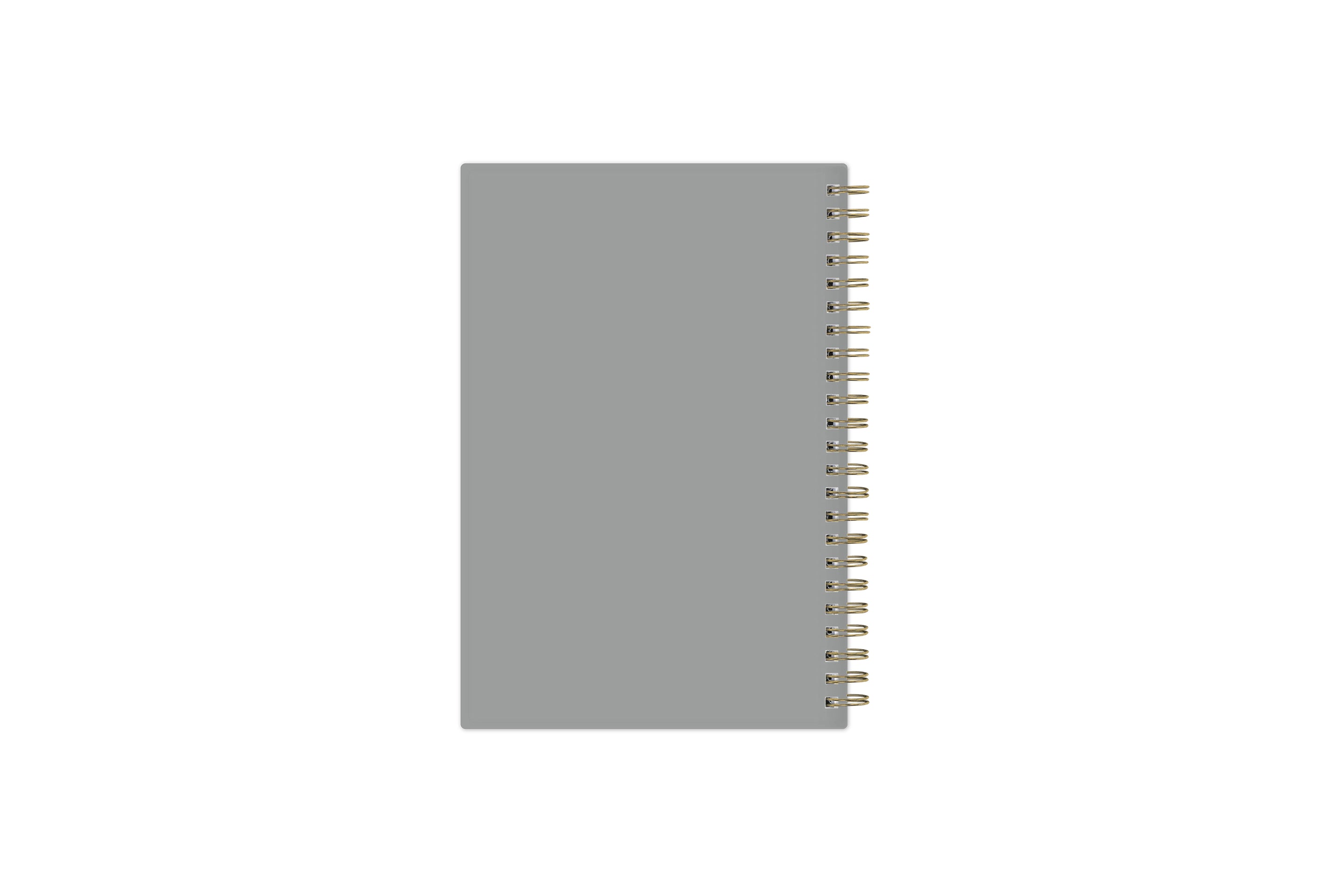 2025 weekly monthly planner featuring solid gray back cover and gold twin wire-o binding in 5x8 planner size