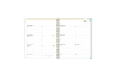 January 2025 - December 2025 weekly monthly planner featuring a weekly spread boxes for each day, lined writing space, notes section, reference calendars, and white monthly tabs in 8.5x11 size