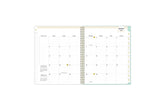 January 2025 - December 2025 weekly monthly planner featuring a monthly spread boxes for each day, lined writing space, notes section, reference calendars, and white monthly tabs in 8.5x11 size