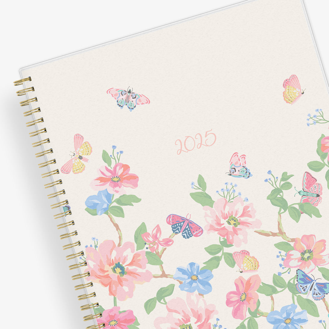 2025 blue sky floral cover and grey background weekly monthly planner in 8.5x11 planner size