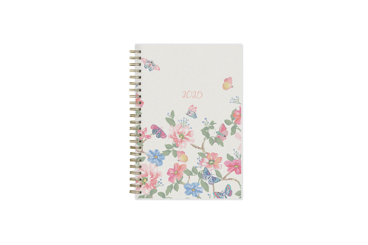 2025 blue sky floral cover and grey background weekly monthly planner in 5x8 planner size