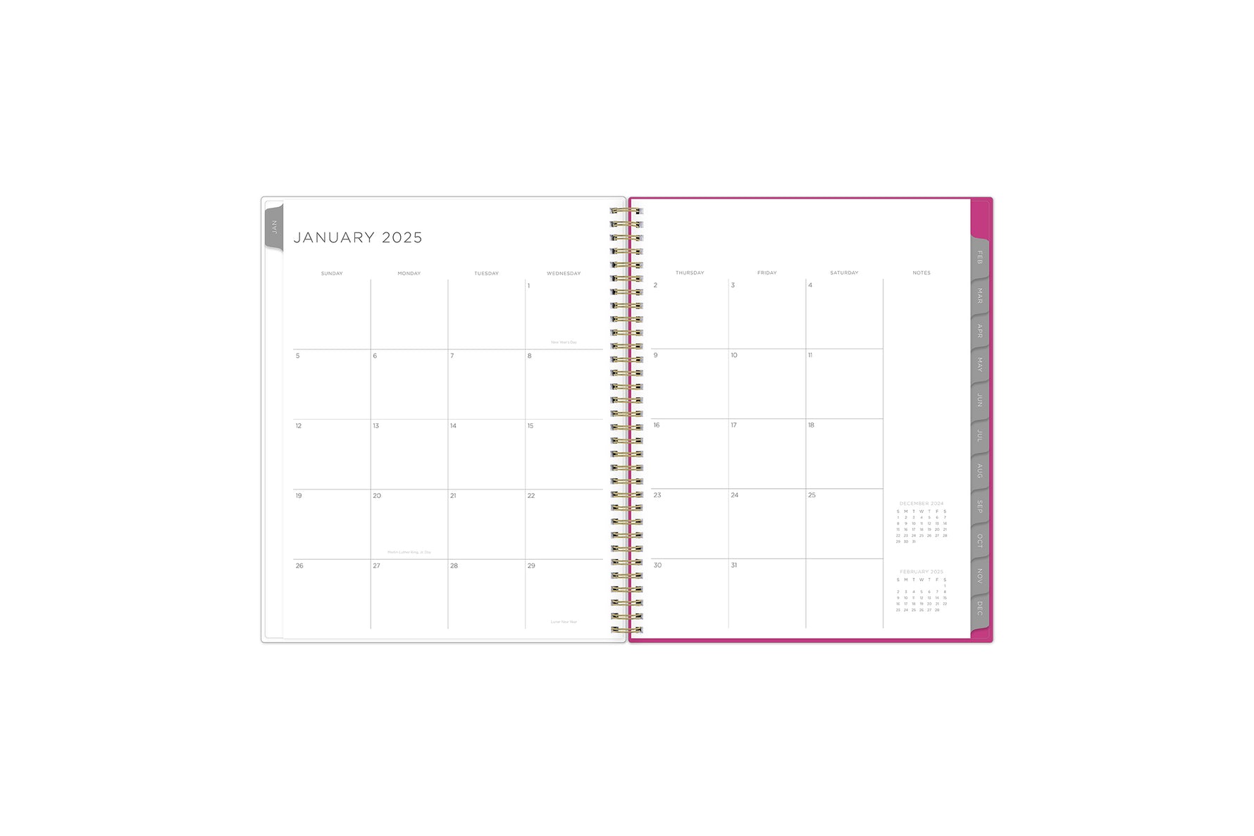 2025 Magenta Blooms 8.5x11 Weekly Planner – Blue Sky