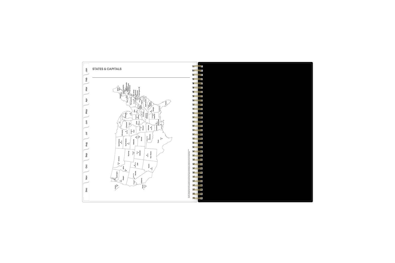 January 2025 - December 2025 monthly planner from Blue Sky features beautiful floral cover design with black background and gold binding black cover