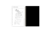 January 2025 - December 2025 monthly planner from Blue Sky features beautiful floral cover design with black background and gold binding black cover