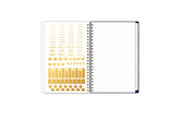 gold sticker sheet, paper pocket, and monthly tabs