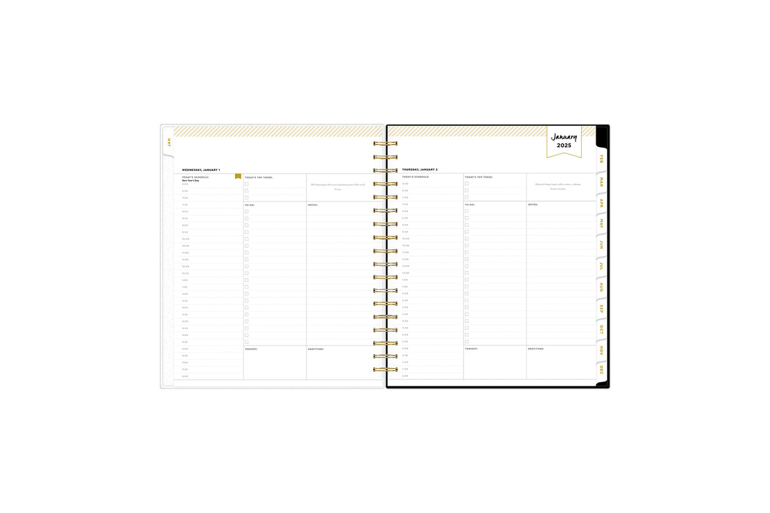 Austen Black 2025 Daily Monthly 8x10 Day Designer Planning Calendar