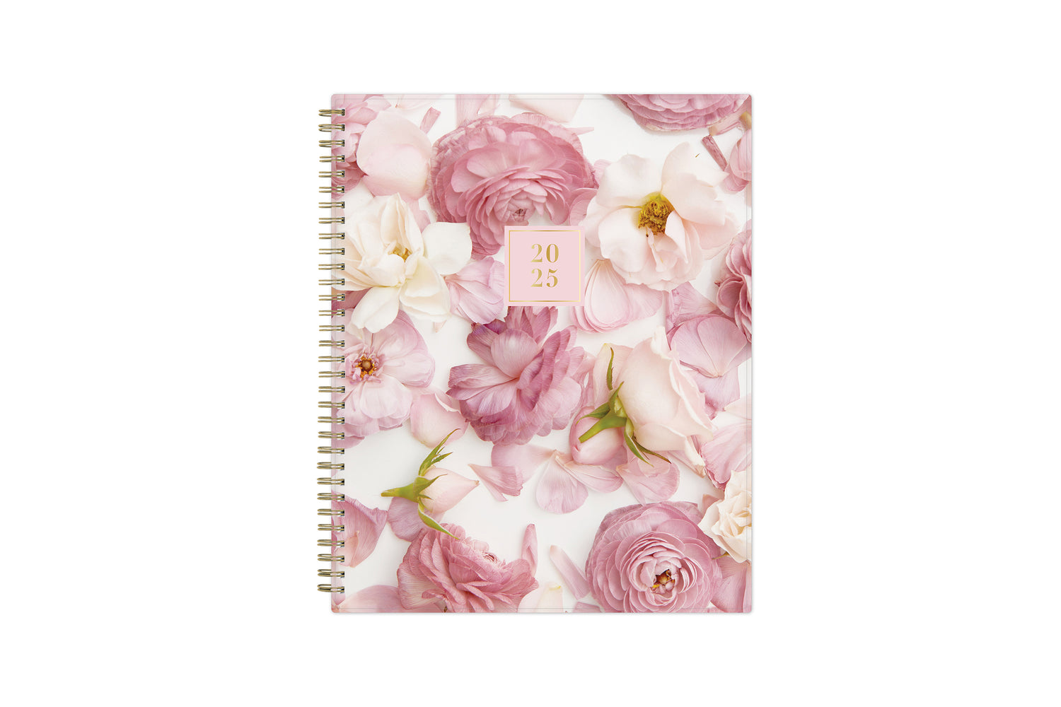 2025 pocket planner gold twin wire-o featuring real floral pattern 8.5x11 size