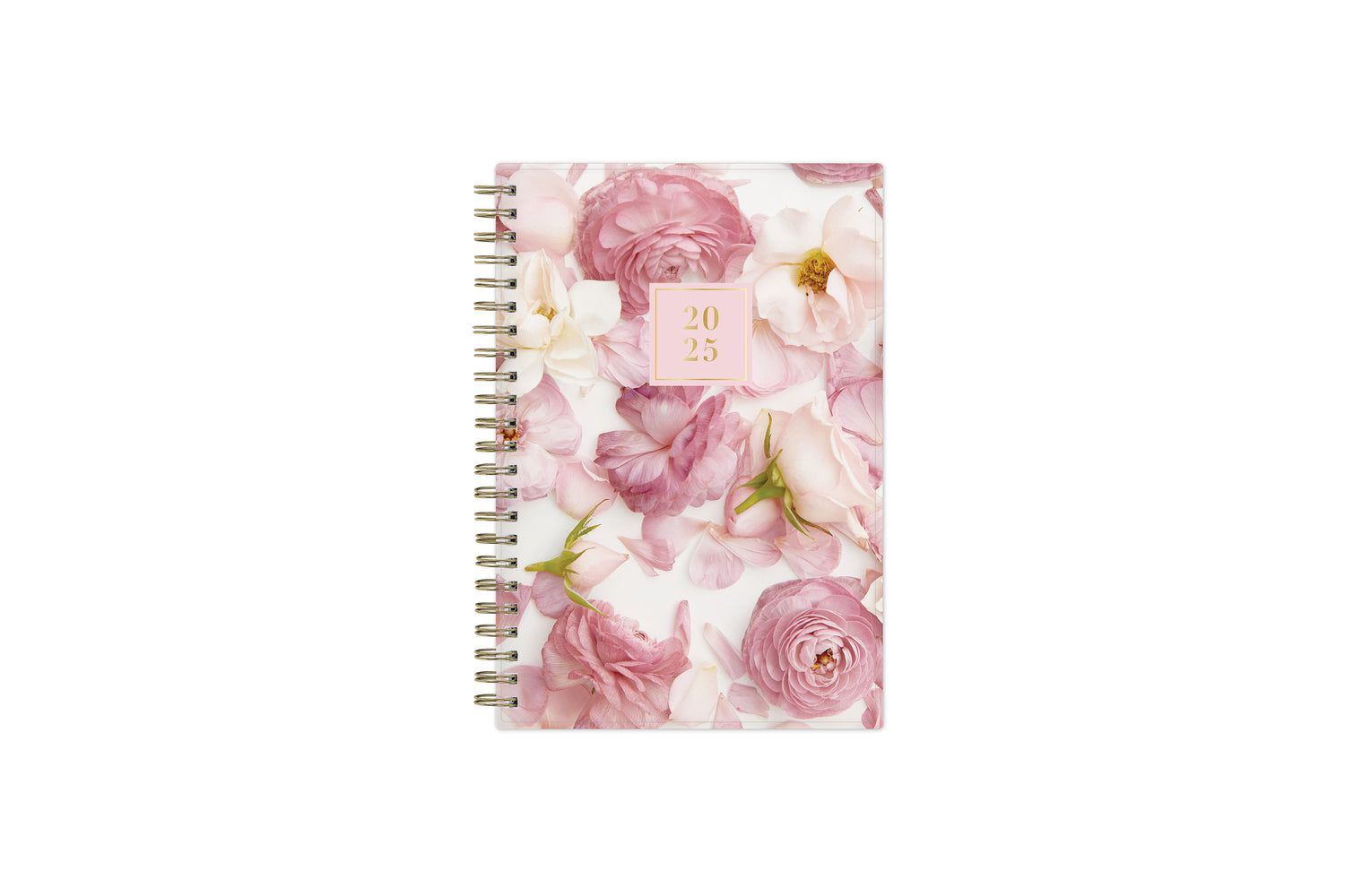 2025 pocket planner gold twin wire-o featuring real floral pattern