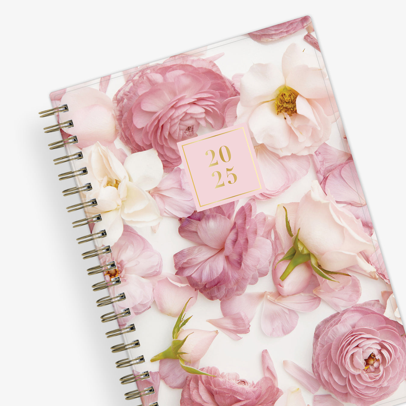 2025 pocket planner gold twin wire-o featuring real floral pattern