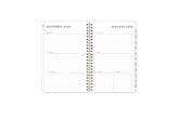 2025 planner featuring a weekly spread with lined writing space, space for bullet points, and monthly white tabs with black text.
