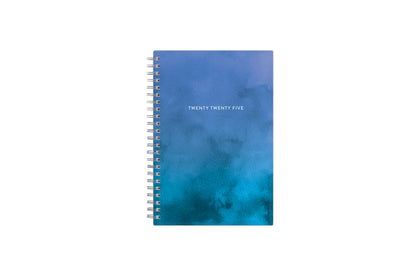 January 2025 to December 2025 weekly planner featuring a solid flexible oceanic ombre front cover, silver twin wire-o, and a compact 5x8 size planner