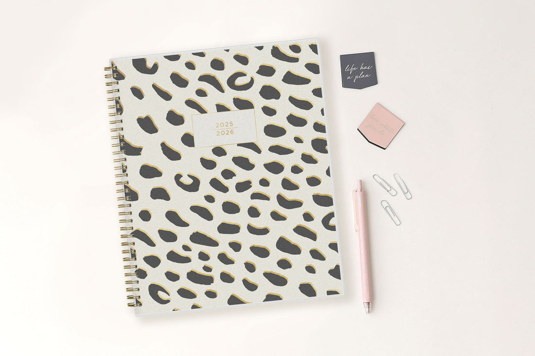 Leopard Black 2025-2026 Monthly 8.5x11 Planning Calendar Ashley G