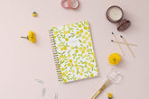 The kelly ventura 2025 weekly monthly planner for blue sky features beautiful lemons cover with gold twin wire-o binding in a 5x8 planner size.