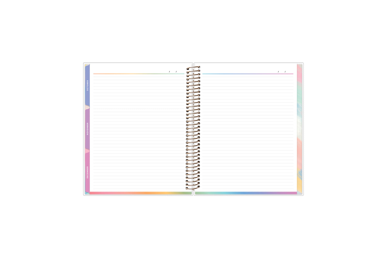 ample lined writing space on this 7x9 planner with monthly tabs January 2025 - December 2025