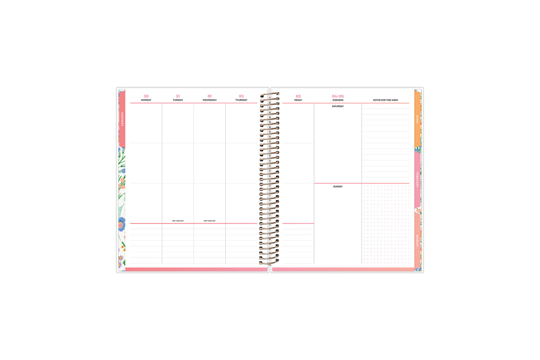 vertical weekly planning layout on this 7x9 planner January 2025 - December 2025