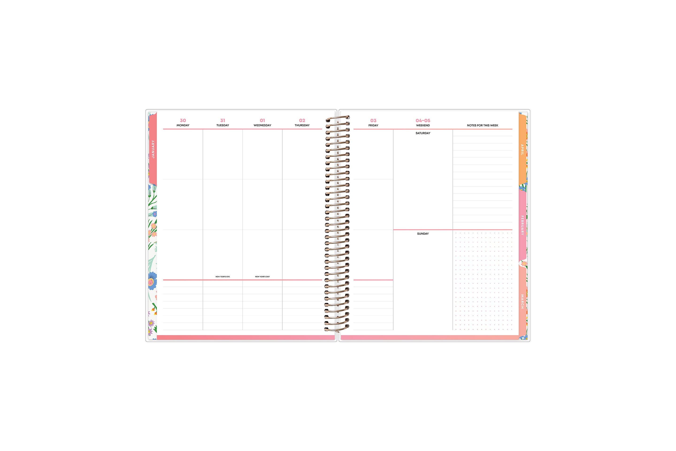 vertical weekly planning layout on this 7x9 planner January 2025 - December 2025