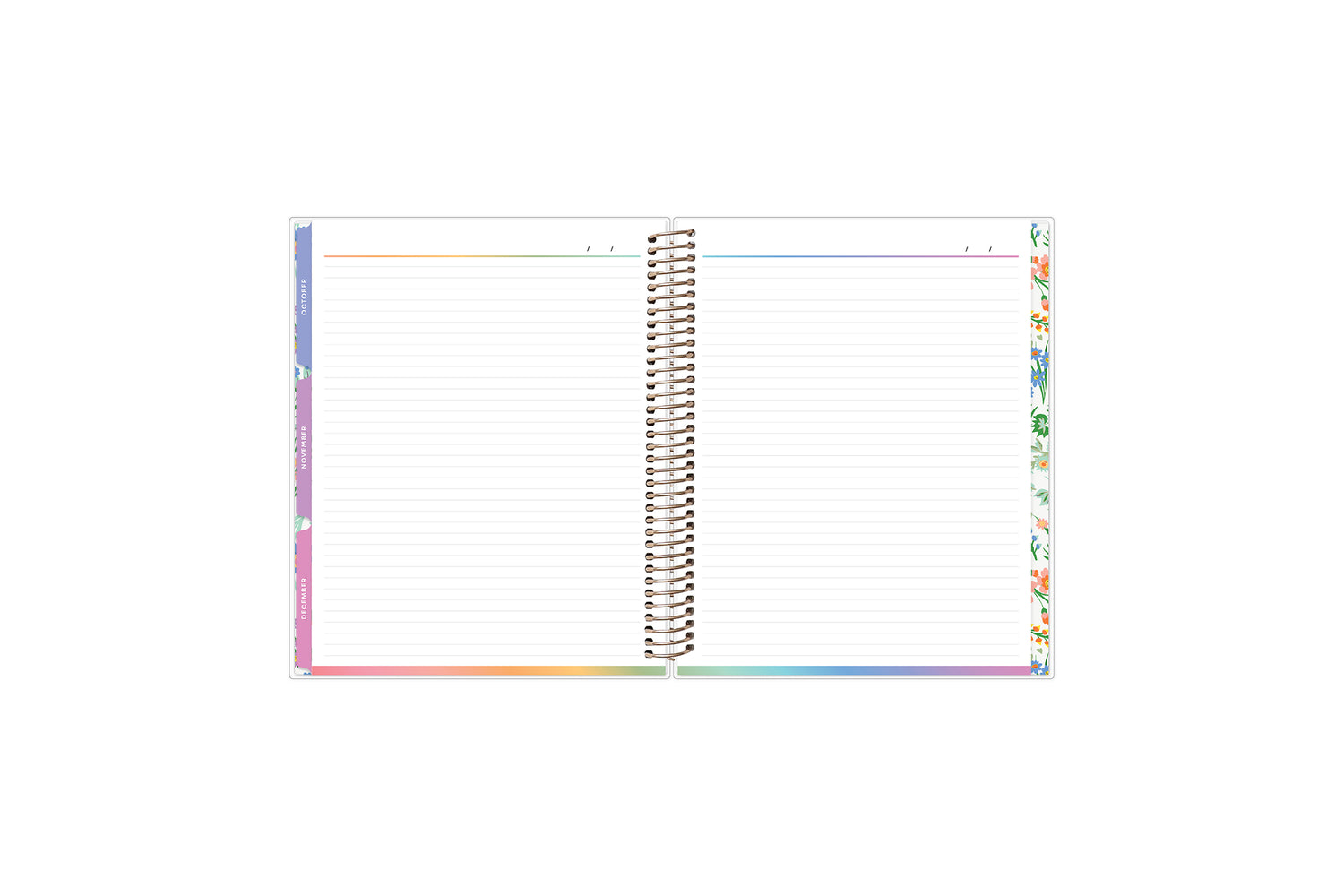 ample lined writing space on this 7x9 planner with monthly tabs January 2025 - December 2025