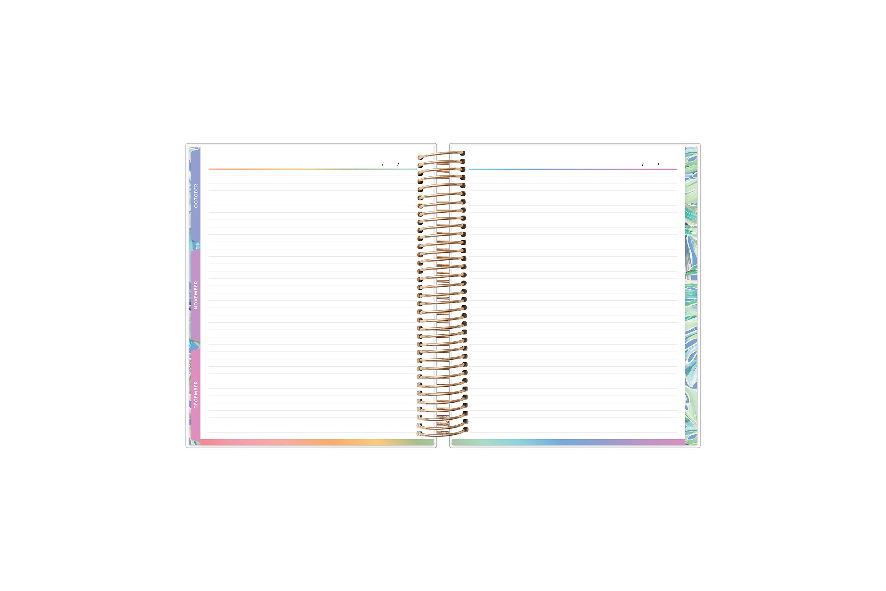 ample lined writing space on this 7x9 planner with monthly tabs January 2025 - December 2025