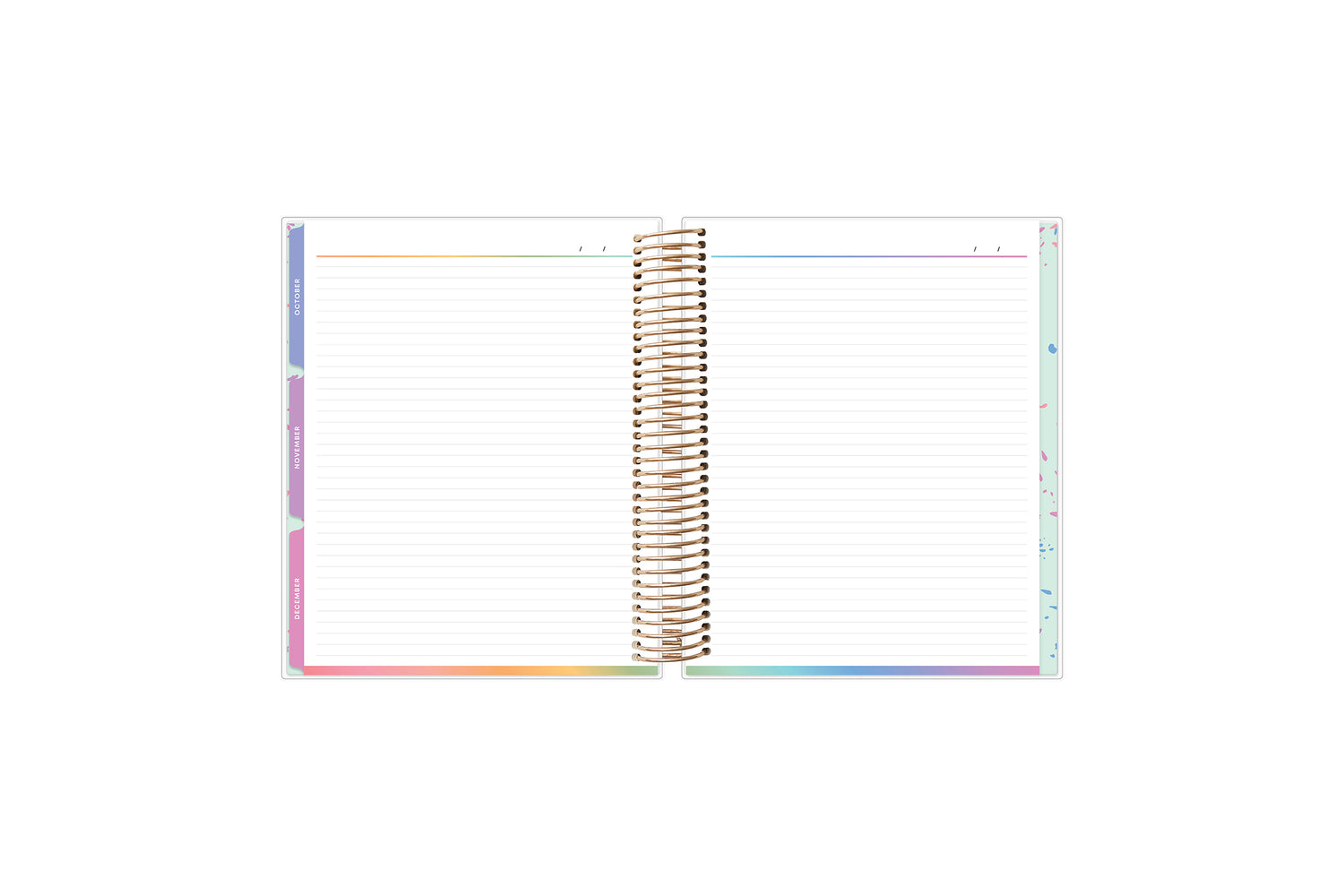 ample lined writing space on this 7x9 planner with monthly tabs January 2025 - December 2025